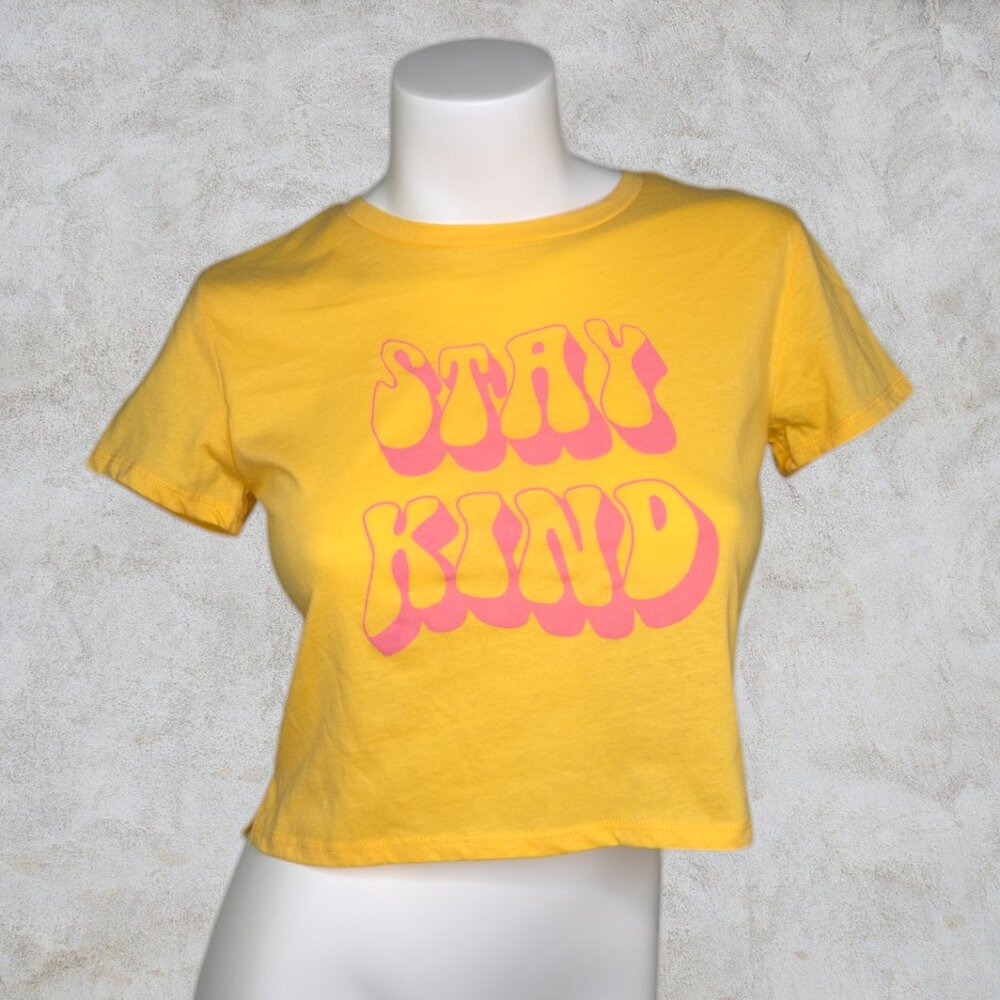 Freeze Stay Kind 70s Style Font Crop Top NWT Size Small